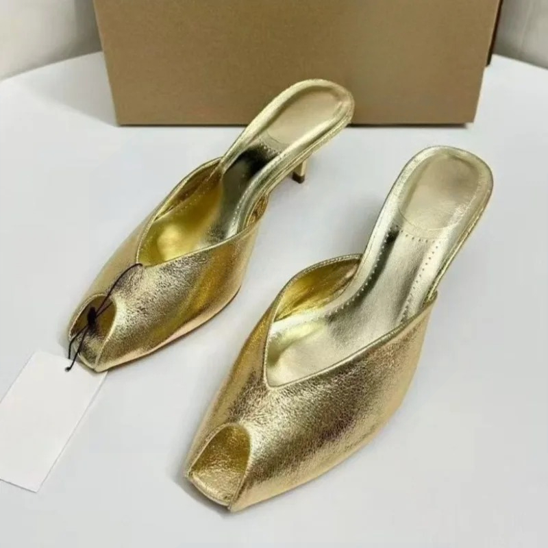 Women'S Fashion Designer Clothes - Женские дизайнерские туфли-мюли золотого цвета, роскошные
