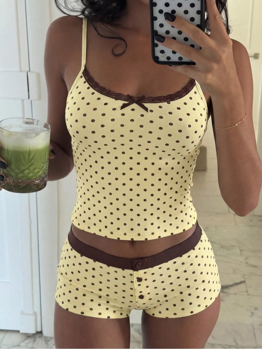 Lace Trim Cami - Женский комплект для сна из двух