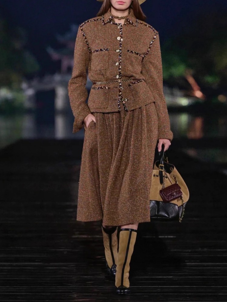 Элегантный женский твидовый ко – обзор и цена Belted Shirt Dress
