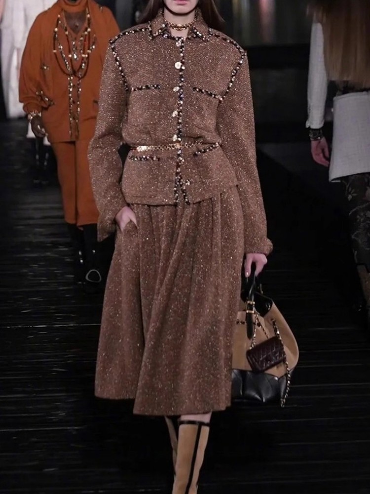 Элегантный женский твидовый ко – обзор и цена Belted Shirt Dress